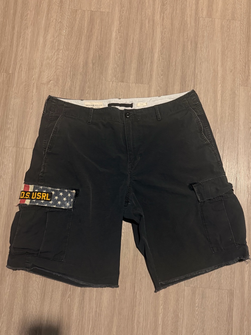 Vintage Ralph Lauren Denim & Supply Black Cargo Y2K 2000s Cargo Shorts Size 38